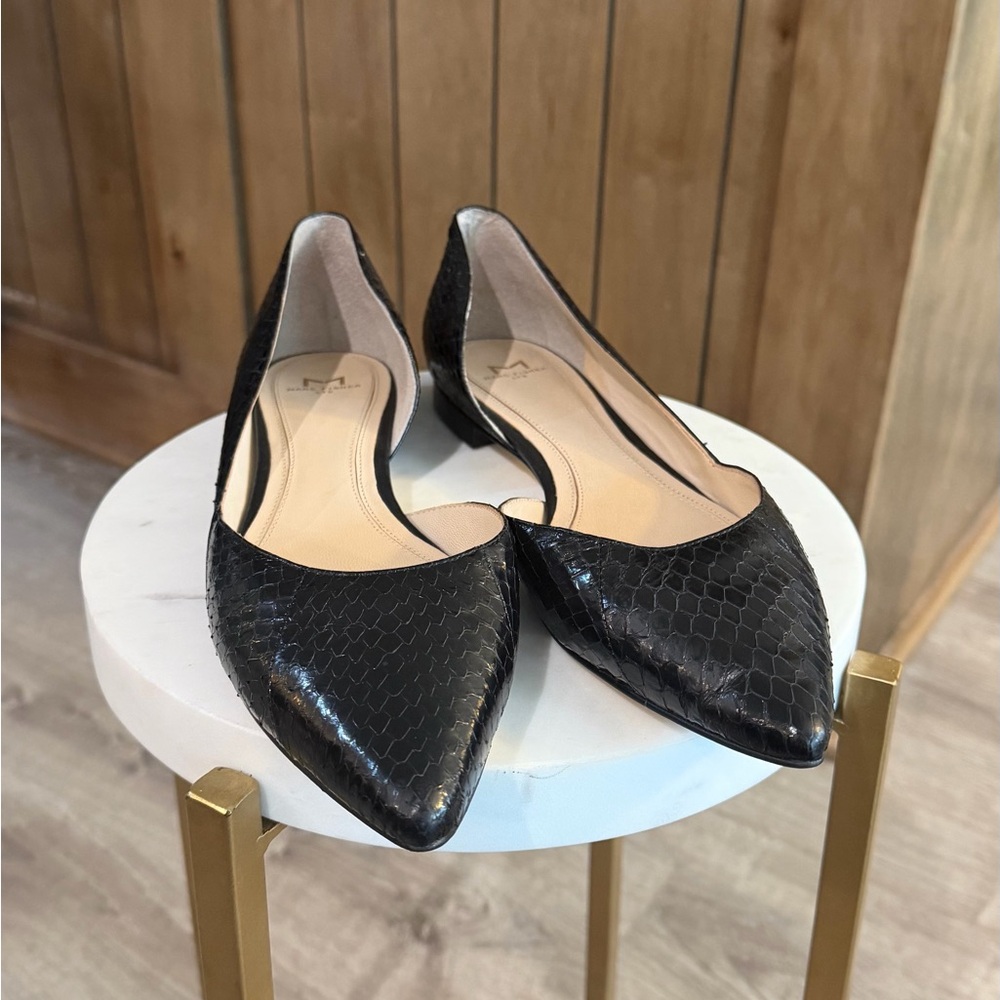 Marc Fisher Black Snakeskin Flats